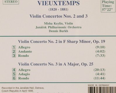 Vieuxtemps,Henri: Violin Concertos Nos.2 and 3, Naxos(8.554114), D, 1995 - CD - 81720 - 5,00 Euro