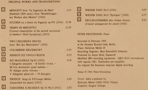 Friedman,Ignaz: Piano Works and Transcriptions, Etcetera(KTC 1117), D, 1991 - CD - 81723 - 9,00 Euro