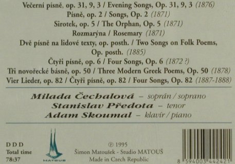 Dvorak,Antonin: Pisne/Song, Matous(MK 0024-2 231), CZ, 1995 - CD - 81752 - 10,00 Euro