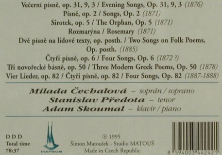 Dvorak,Antonin: Pisne/Song, Matous(MK 0024-2 231), CZ, 1995 - CD - 81752 - 10,00 Euro