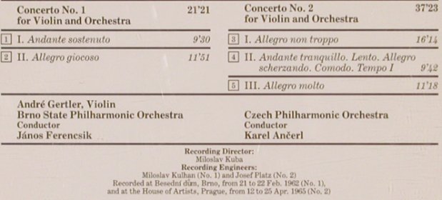 Bartók,Béla: Violin Concertos Nos.1&2, Supraphon (11 0632-2), CZ, 1988 Typ: CD Best.-Nr.: 81759 Preis: 10,00 Euro
