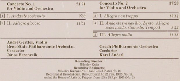 Bartk,Bla: Violin Concertos Nos.1&2, Supraphon(11 0632-2), CZ, 1988 - CD - 81759 - 10,00 Euro