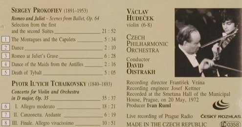 Prokofiev,Serge/Tschaikowsky: Romeo und Julia/C.forViolin&O.op.35, Supraphon (SU 0216-2 011), CZ Typ: CD Best.-Nr.: 81760 Preis: 10,00 Euro