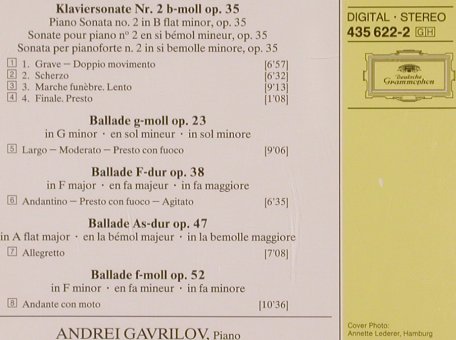 Chopin,Frederic: 4 Balladen - Sonate No.2, G.Gr.(435 622-2), D, 1992 - CD - 81762 - 9,00 Euro