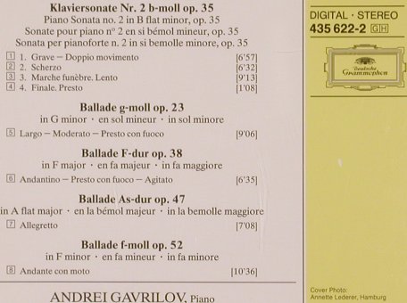Chopin,Frederic: 4 Balladen - Sonate No.2, G.Gr. (435 622-2), D, 1992 Typ: CD Best.-Nr.: 81762 Preis: 9,00 Euro