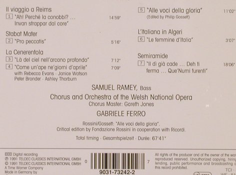 Rossini,Gioacchino: Arias-Alle voci della gloria, Teldec (9031-73242-2), D, 1991 Typ: CD Best.-Nr.: 81768 Preis: 5,00 Euro