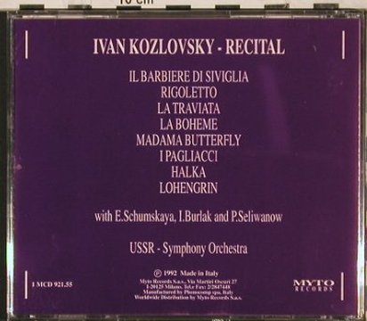 Kozlovsky,Ivan: Recital, CD+78", Myto Rec. (1MCD 921.55), I, 1992 Typ: CD Best.-Nr.: 81782 Preis: 10,00 Euro