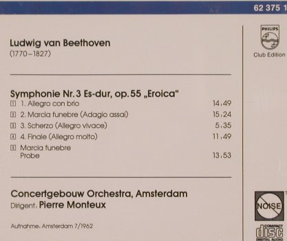 Monteux,Pierre: Beethoven Symphonie Nr.3,Club Ed., Philips (62 375 1), D Typ: CD Best.-Nr.: 81784 Preis: 10,00 Euro
