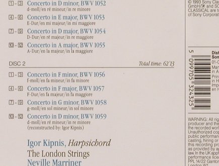 Bach,Johann Sebastian: Harpsichord Concertos,BWV 1052-1059, Sony(SB2K 53243), NL, 1993 - 2CD - 81809 - 10,00 Euro