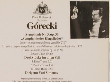 Gorecki,Henryk: Symphonie No.3, op.36, Tring(TRP D 084), D, stoc, 1997 - CD - 81813 - 9,00 Euro