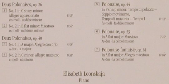 Chopin,Frederic: Polonaises, op.26,40,44,53,61, Teldec (4509-96532-2), D, 1996 Typ: CD Best.-Nr.: 81838 Preis: 10,00 Euro