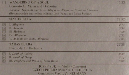 Janacek,Leos: Violin Concerto,Sinfonietta,Taras B, Supraphon (11 0717-2), CZ, 1990 Typ: CD Best.-Nr.: 81843 Preis: 9,00 Euro