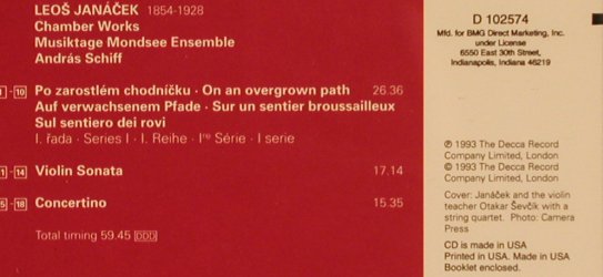 Janacek,Leos: Concertino,Violin Sonata, Decca (D 102574), US, co, 1993 Typ: CD Best.-Nr.: 81844 Preis: 10,00 Euro