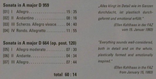 Schubert,Franz: Piano Sonatas D.959 & D.664, Oehms (OC 260), EU, 03 Typ: CD Best.-Nr.: 81848 Preis: 6,00 Euro
