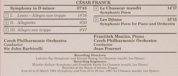 Franck,Cesar: Symphony in D Minor - Le Chasseur.., Supraphon(11 0613-2), CZ, 1988 - CD - 81865 - 9,00 Euro