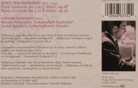 Rachmaninov,Sergej: Klavierkonzerte Nr.2 & 3, Decca(466 375-2), D, 1999 - CD - 81877 - 6,00 Euro