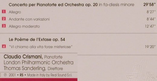 Scriabin,Alexander: Concerto per Pianoforte ed Orch., Real Sound(RS 051-0002), I, 2001 - CD - 81887 - 5,00 Euro