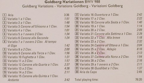 Bach,Johann Sebastian: Goldberg Variationen BWV 988, Ermitage (ERM 412-2 DDD), I, 1996 Typ: CD Best.-Nr.: 81897 Preis: 10,00 Euro