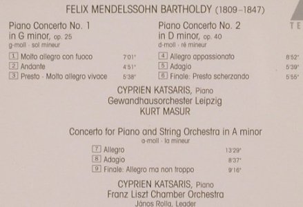 Mendelssohn Bartholdy,Felix: Piano Concertos Nos. 1&2, Teldec (9031-75860-2), D, 1992 Typ: CD Best.-Nr.: 81901 Preis: 7,50 Euro