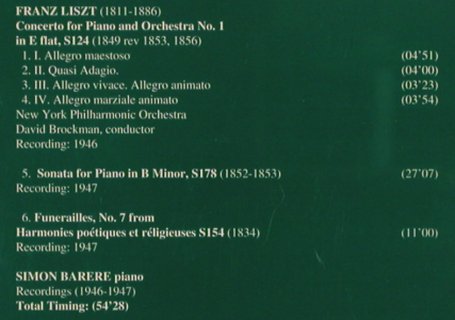 Barere,Simon: A Portrait (1946-1947), Grammophono 2000(AB 78 905), Korea, 1989 - 2CD - 81903 - 10,00 Euro