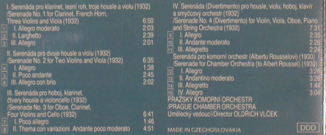 Martinu,Bohuslav: 5 Serenades, Supraphon(11 0098-2 031), CZ, 1988 - CD - 81911 - 10,00 Euro