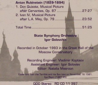 Rubinstein,Anton: Don Quixote & Ivan IV, Russian Disc(RD CD 11 397), US/CDN, 1994 - CD - 81917 - 10,00 Euro