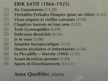 Satie,Eric: Six Gnossiennes,Trois Gymnopédies, Virgin Classics (0777 7595152 3), D, 1988 Typ: CD Best.-Nr.: 81939 Preis: 7,50 Euro