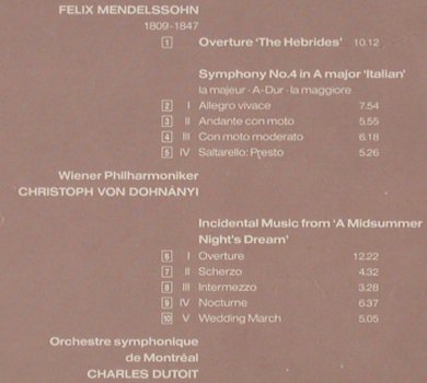 Mendelssohn Bartholdy,Felix: Symphony No.4 Italian, Decca (430 722-2), D, 1991 Typ: CD Best.-Nr.: 81982 Preis: 10,00 Euro