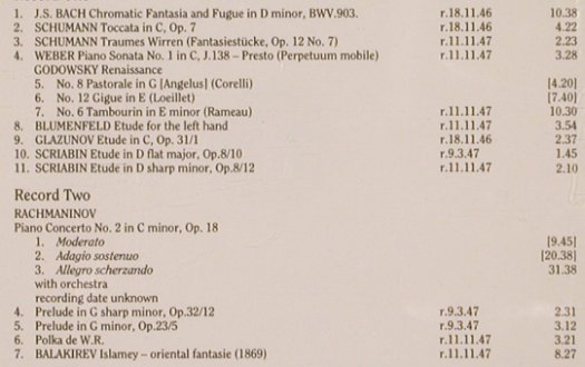 Barere,Simon: at the Carnegie Hall,Rachmaninov, Appian Publications (CDAPR 7008), UK,Vol.2, 1989 Typ: 2CD Best.-Nr.: 81998 Preis: 20,00 Euro