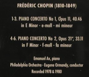 Chopin,Frederic: Piano Concerto No.1 & No.2, RCA Classics(no.39) (74321-17892-2), D, 1994 Typ: CD Best.-Nr.: 82015 Preis: 10,00 Euro