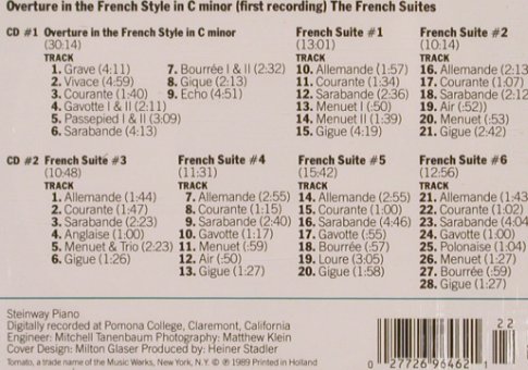 Bach,Johann Sebastian: Overture/Suites in the French Style, Tomato (2696462), NL, 1989 Typ: 2CD Best.-Nr.: 82026 Preis: 12,50 Euro