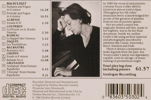 Guller,Youra: The Art of - A Legendary Pianist, Nimbus Rec.(NI 5030), UK, 1986 - CD - 82027 - 11,50 Euro