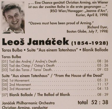 Janacek,Leos: Taras Bulba,Blanik Ballade,Totenh., Arte Nova(74321 67524 2), D, 1999 - CD - 82030 - 7,50 Euro