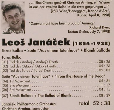 Janacek,Leos: Taras Bulba,Blanik Ballade,Totenh., Arte Nova (74321 67524 2), D, 1999 Typ: CD Best.-Nr.: 82030 Preis: 7,50 Euro