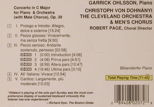 Busoni,Ferruccio: Concerto in C Major for Piano&Orch., Telarc(CD-80207), US, 1989 - CD - 82032 - 9,00 Euro