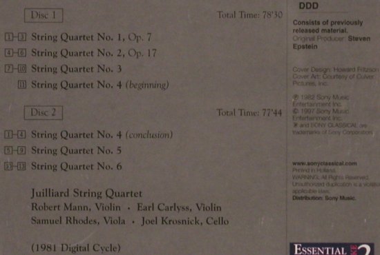 Bartók,Béla: The Six String Quartets, Sony(SB2K 63234), , 1997 - 2CD - 82081 - 9,00 Euro