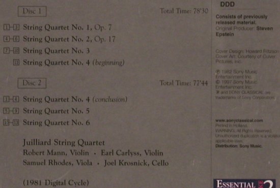 Bartók,Béla: The Six String Quartets, Sony (SB2K 63234), , 1997 Typ: 2CD Best.-Nr.: 82081 Preis: 9,00 Euro
