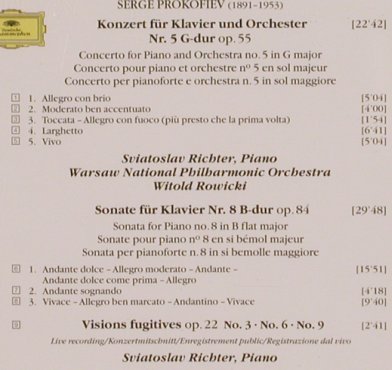 Prokofiev,Serge: Piano Concerto No.5 /Sonate No.8, D.Gr. (449 744-2), D Typ: CD Best.-Nr.: 82134 Preis: 7,50 Euro