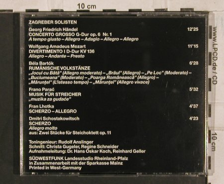 Zagreber Solisten: Ein Konz.anl.d.Deutsch-Jugoslaw.Beg, SWF, Mainz/Zagreb (131 CD), D, 1988 Typ: CD Best.-Nr.: 83737 Preis: 10,00 Euro