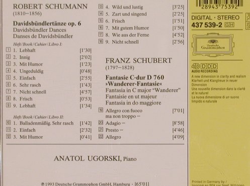 Schumann,Robert / Schubert: Davidsbündlertänze/Wanderer Fantas., G.Gr.(437 539-2), D, 1993 - CD - 83743 - 10,00 Euro