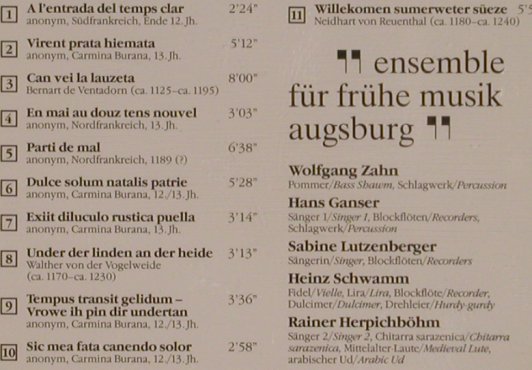 Ensemble für frühe Musik Augsburg: Trobadors..Lider u.Tänze d. Mittela, Christophorus(CD 74519), D, 1986 - CD - 84262 - 10,00 Euro