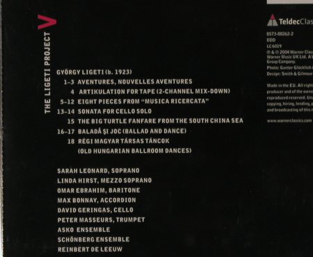 Ligeti,György: The Ligeti Project V, Teldec (8573-88262-2), D, 2004 Typ: CD Best.-Nr.: 84429 Preis: 10,00 Euro