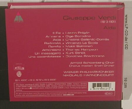 Verdi,Guiseppe - Aida: Wiener Philharmoniker,Harnoncourt, Teldec (8573-85402-2), D, 01 Typ: 3CD Best.-Nr.: 90006 Preis: 14,00 Euro