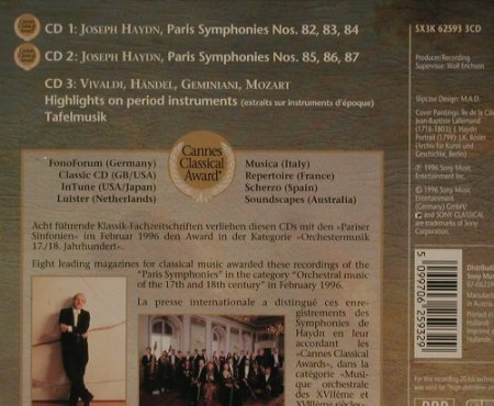Haydn,Josef: Pariser Sinfonien 82-87, Box Set, Sony(SX3K 62593), NL, 96 - 3CD - 90568 - 10,00 Euro