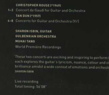 Isbin,Sharon - Rouse,Chr./Tan Dun: Konzert für Gitarre & Orch., FS-New, Teldec New Line, D, 2001 Typ: CD Best.-Nr.: 90711 Preis: 7,50 Euro