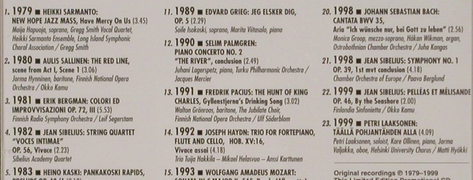 V.A.Music, Awards & Achievements: 1979-1999, 23 Tr.,LimEd.1000, Finlandia (PRO1738), , 1999 Typ: CD Best.-Nr.: 90718 Preis: 10,00 Euro