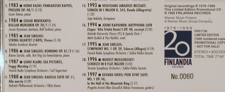 V.A.Music, Awards & Achievements: 1979-1999, 23 Tr.,LimEd.1000, Finlandia (PRO1738), , 1999 Typ: CD Best.-Nr.: 90718 Preis: 10,00 Euro