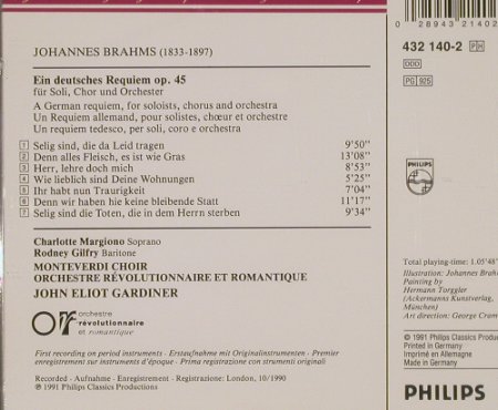 Brahms,Johannes: Ein Deutsches Requiem, Philips, D, 1991 Typ: CD Best.-Nr.: 90955 Preis: 7,50 Euro