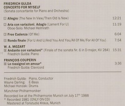 Gulda,Friedrich: Concerto For Myself, Live, Amadeo(), A, 1989 - CD - 90960 - 10,00 Euro