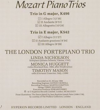 Mozart,Wolfgang Amadeus: Mozart Piano Trios, Hyperion(CDA66148), UK, 1984 - CD - 90964 - 7,50 Euro